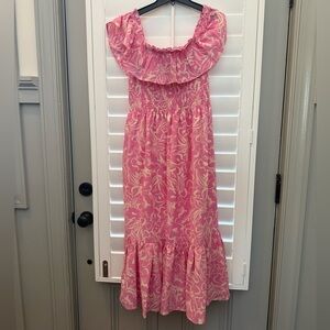 NWT Sugarlips Pink Smocked Off the Shoulder Midi Dress size XL